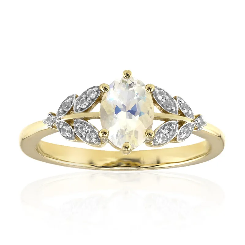 Anello in oro con Pietra di Luna Arcobaleno AAA (Mark Kaufman)