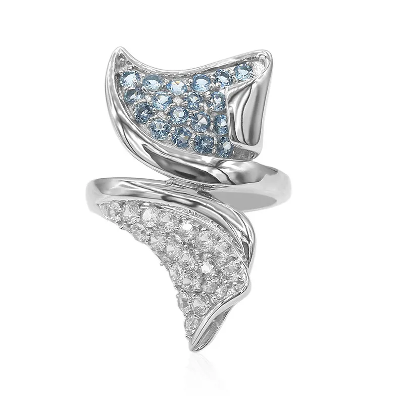 Anello in argento con Topazio Blu Svizzero (TPC)