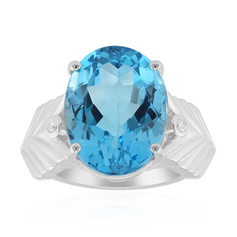 Anello in argento con Topazio Blu Svizzero (Pallanova)