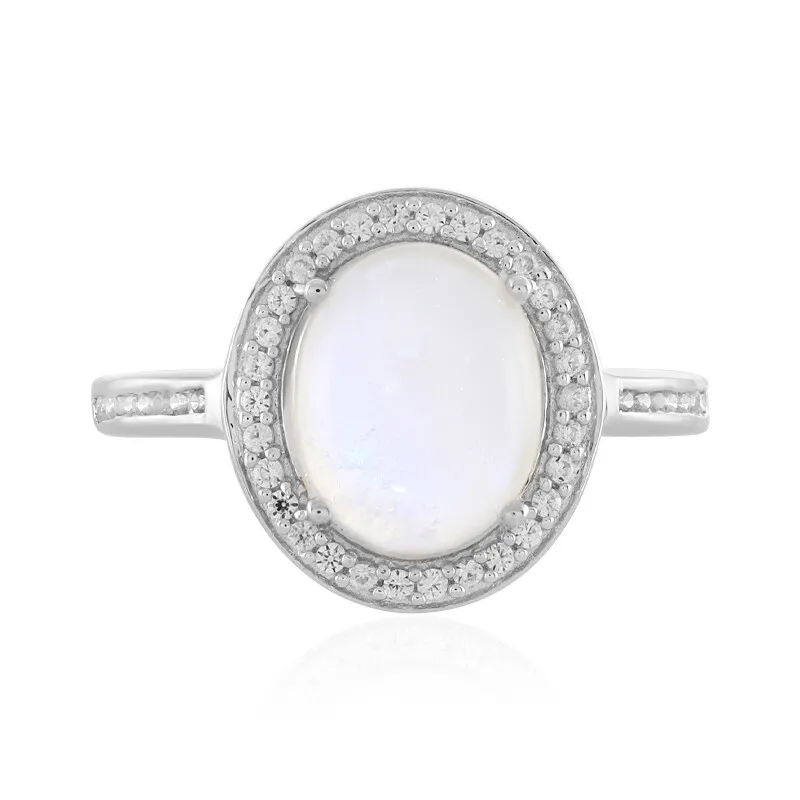 Anello in argento con Pietra di Luna Arcobaleno della Tanzania