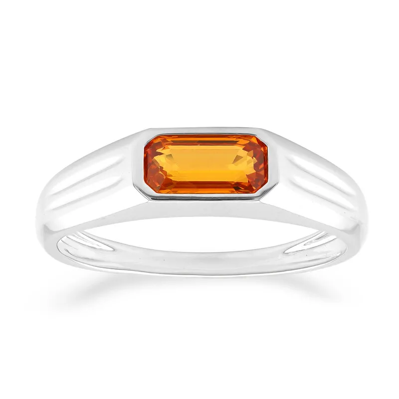 Anello da uomo in oro con Zaffiro Arancione Ban Ka Cha