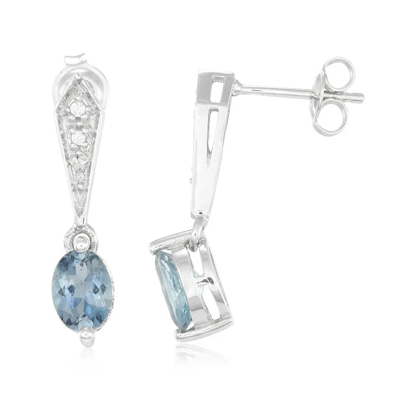 Orecchini in argento con Acquamarina Santa Maria