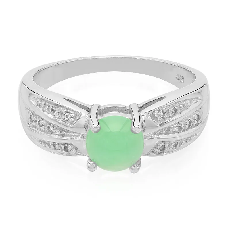 Anello da uomo in argento con Crisoprasio Imperiale