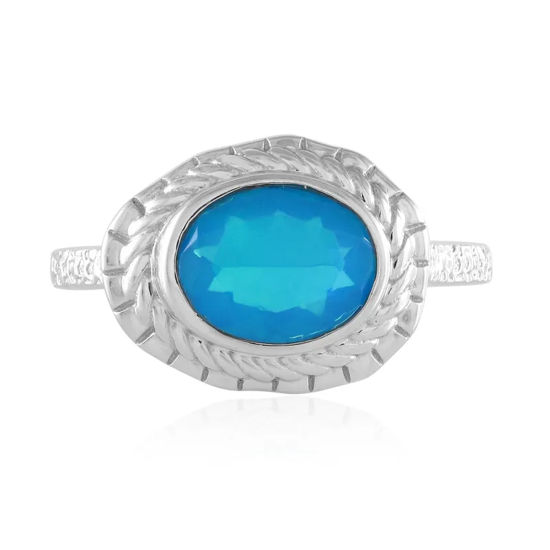Anello in argento con Opale Blu dell'Etiopia