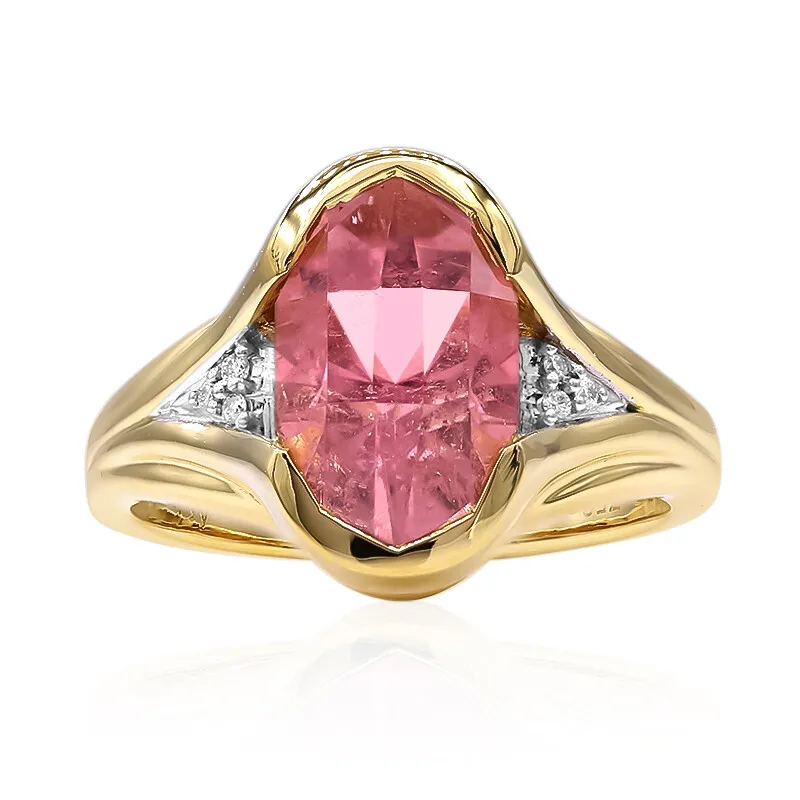 Anello in oro con Tormalina Rosa Californiana (Amanda Adkins)