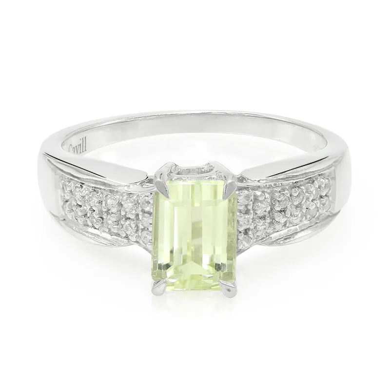 Anello placcato in platino con Kunzite Canarino