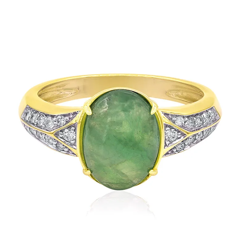 Anello in oro con Giadeite Verde Nobile