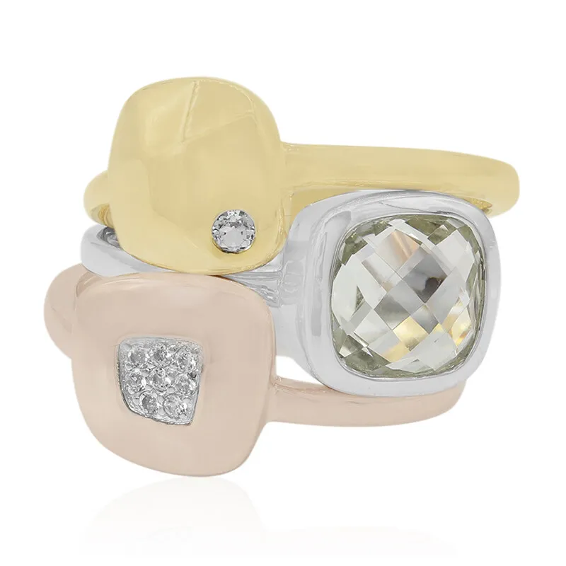 Anello placcato in oro con Ametista Verde