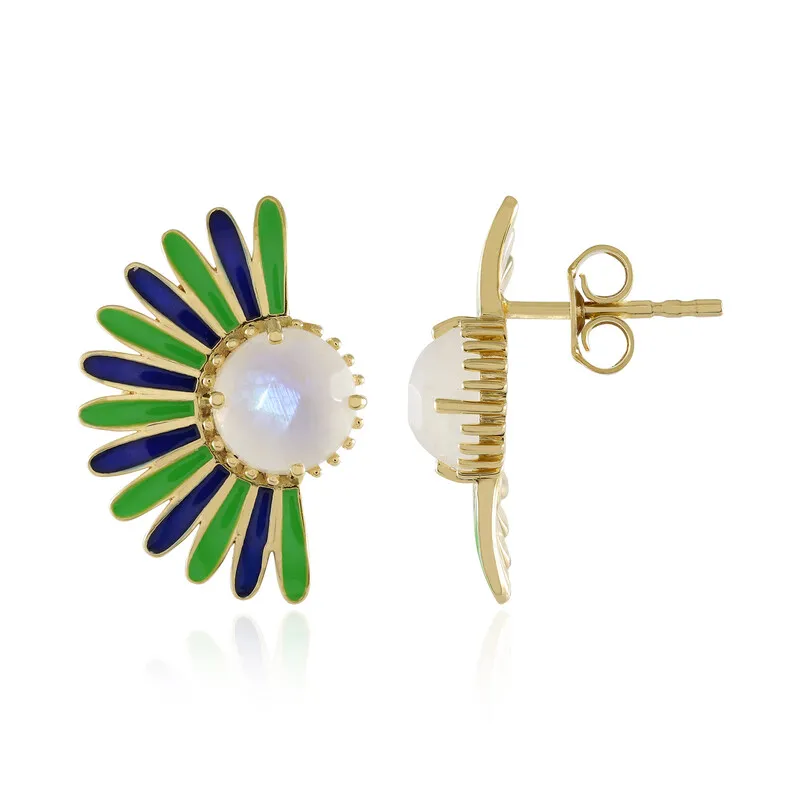 Orecchini in argento con Pietra di Luna Arcobaleno