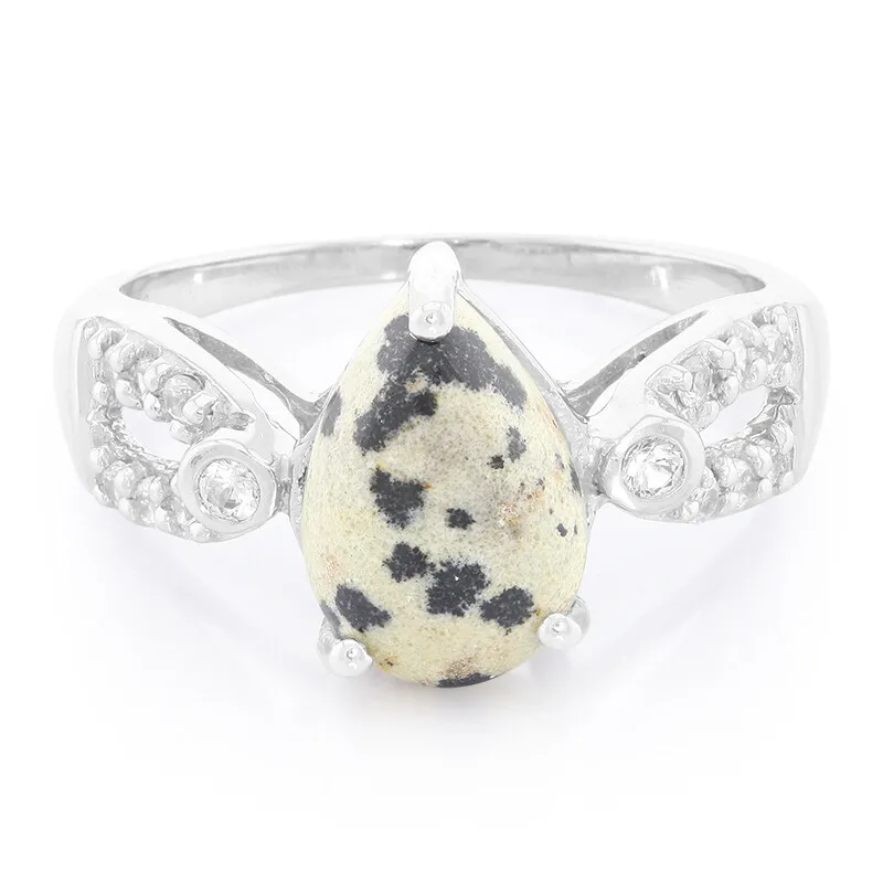 Anello in argento con Diaspro Dalmata