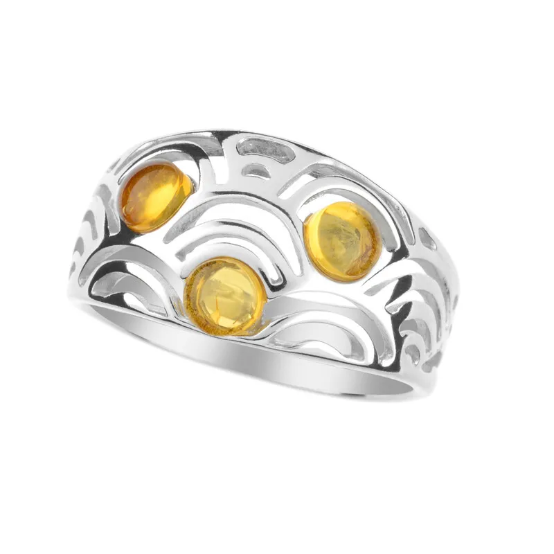 Anello in argento con Ambra Baltica Limone