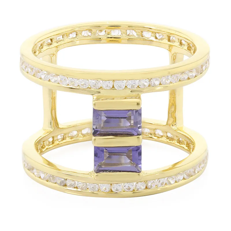 Anello placcato in oro con Iolite Ceylon