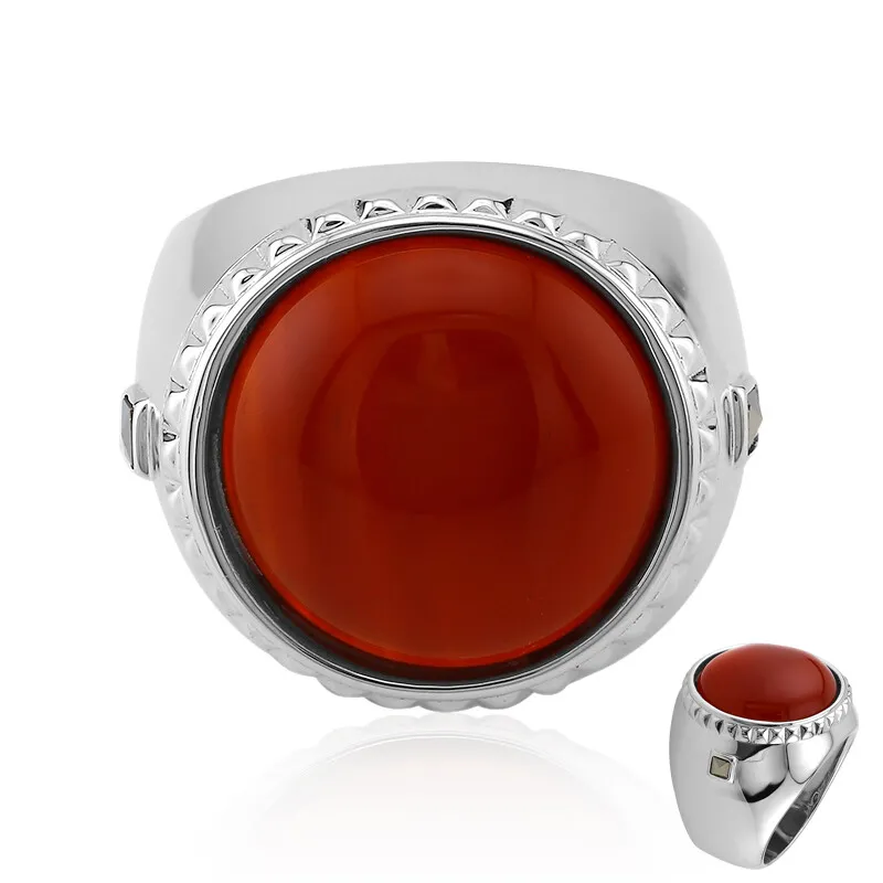 Anello in argento con Agata Rossa (Annette classic)