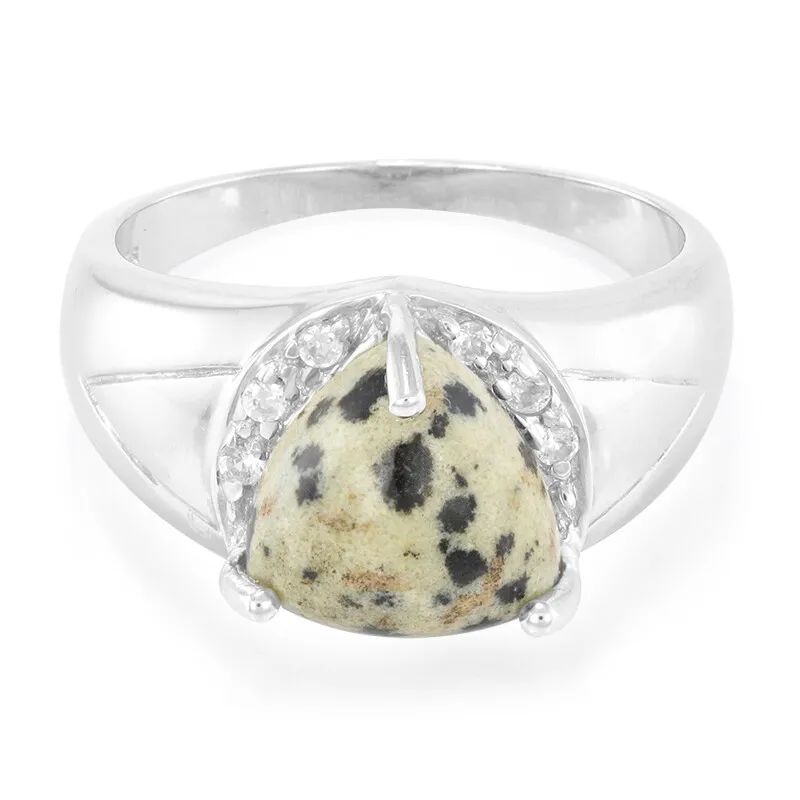 Anello da uomo in argento con Diaspro Dalmata