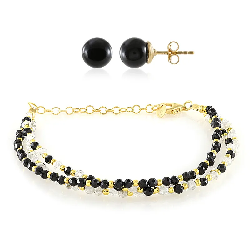 Parure in argento con Onice Nero (Riya)