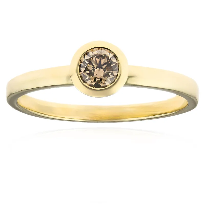 Anello in oro con Diamante Champagne d'Argyle SI1 (CUSTODANA)