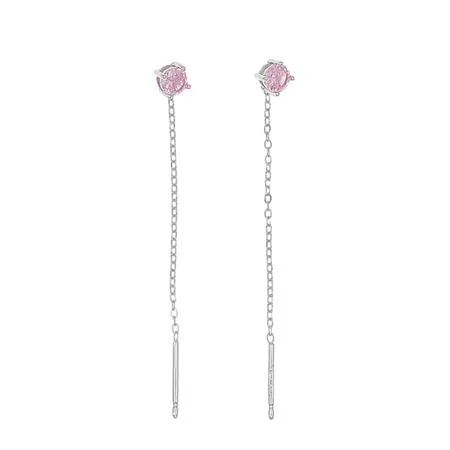 ORECCHINI A FILO CON ZIRCONE ROSA