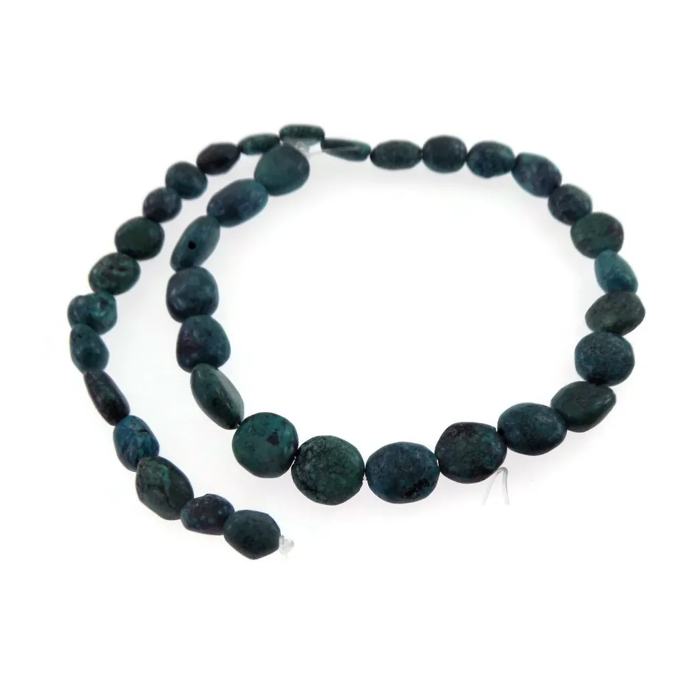 Turchese Egiziano naturale burattato 1 filo a sassolini irregolari