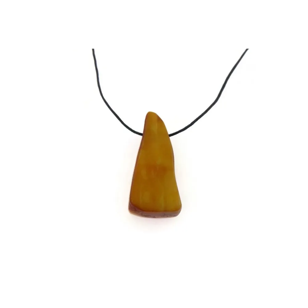 ciondolo di Ambra Del Baltico Burattata Con Foro e cordoncino nero